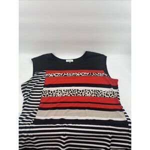 Calvin Klein 2X Plus Top Stretch CK Logo Blouse Soft Tunic Animal Print/Stripes